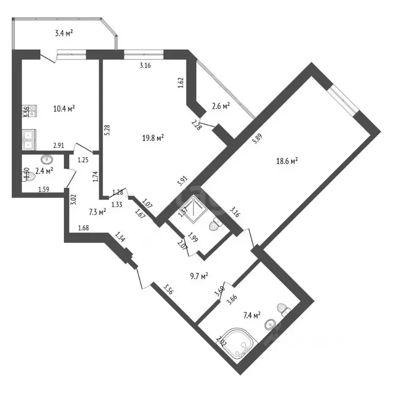 2-к кв. Самарская область, Самара ул. Зои Космодемьянской, 21 (78.3 м) - Фото 2