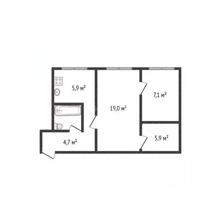 2-к кв. Белгородская область, Валуйки ул. Курячего, 24/3 (45.8 м) - Фото 1