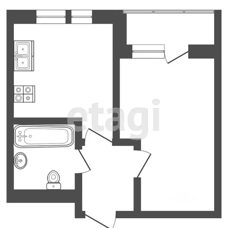 1-к кв. Тюменская область, Тюмень Полевая ул., 117к3 (36.6 м) - Фото 2