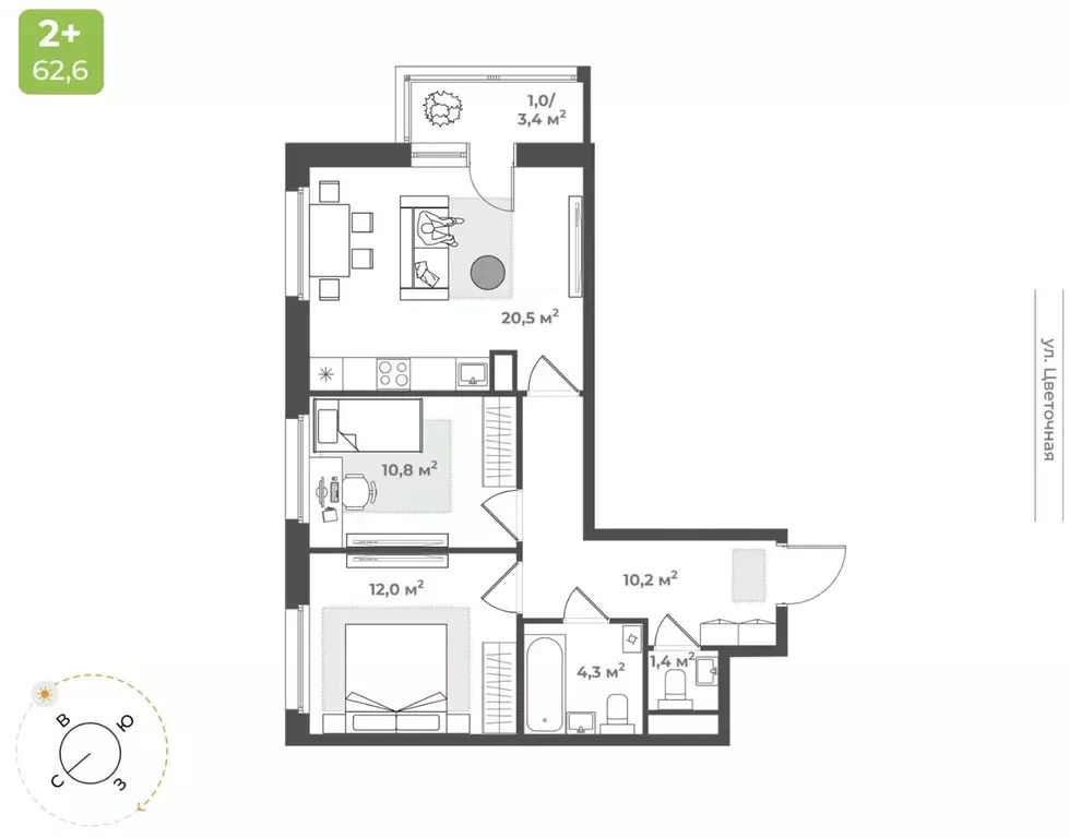 2-к кв. Тверская область, Тверь Соминка мкр,  (60.2 м) - Фото 1