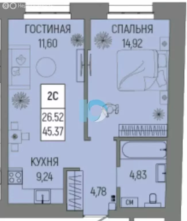1-комнатная квартира: Уфа, улица Рудольфа Нуреева, 9 (45.3 м) - Фото 1
