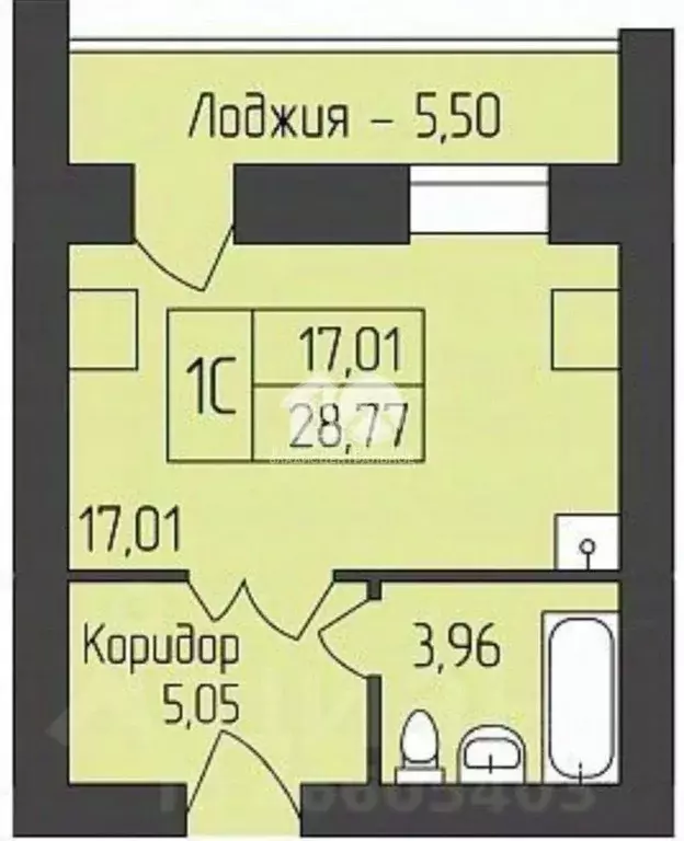 Студия Новосибирская область, Новосибирск ул. Надежды, 8 (25.0 м) - Фото 2