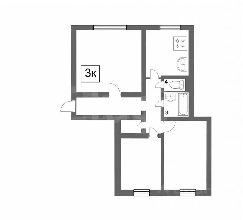 3-к кв. Челябинская область, Чебаркуль ул. Крупской, 17 (65.3 м) - Фото 2