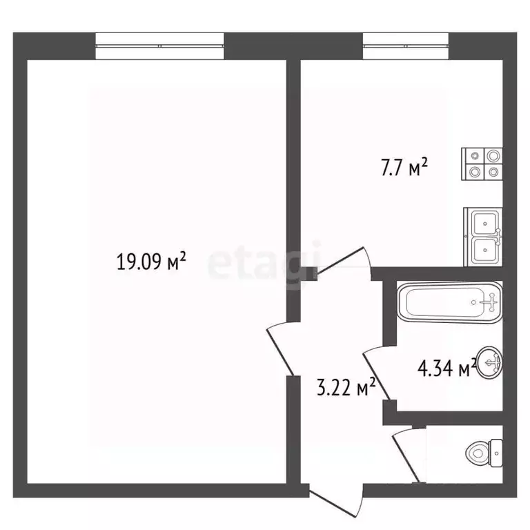 1-к кв. Москва ул. Константинова, 24К1 (33.7 м) - Фото 2