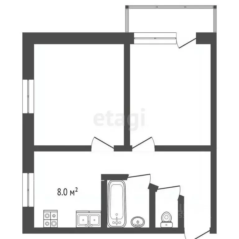 2-к кв. Ростовская область, Таганрог ул. Пальмиро Тольятти, 12-1 (41.0 ... - Фото 2