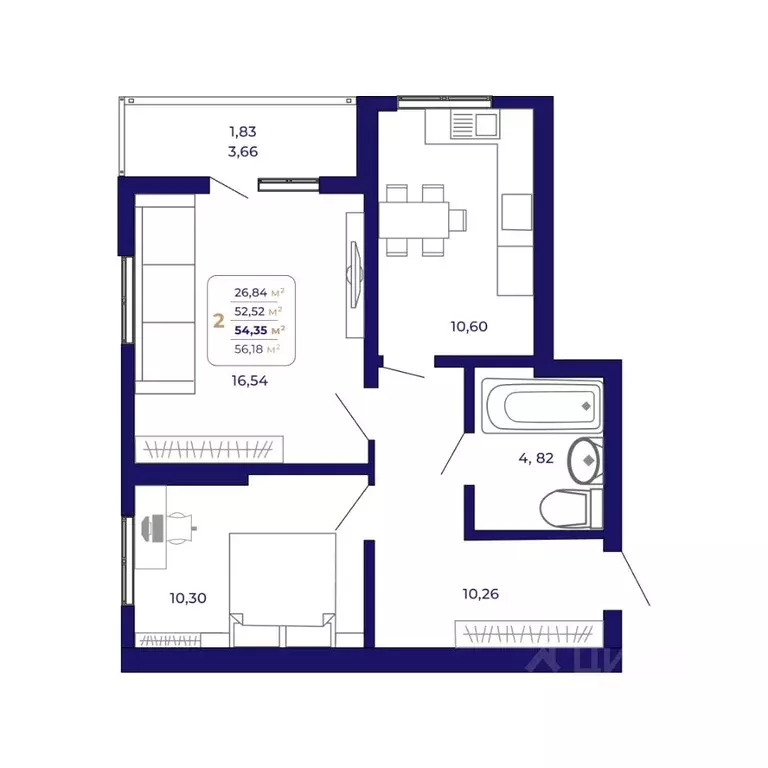 2-к кв. Башкортостан, Уфа Затон-Восточный жилрайон, Паруса жилой ... - Фото 0