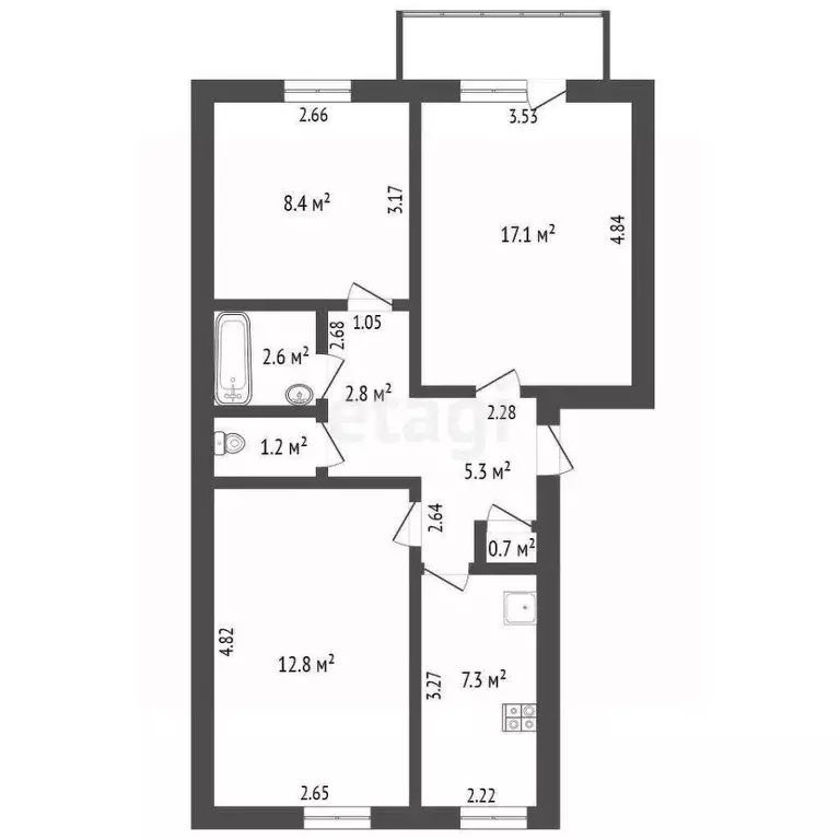 3-к кв. Тюменская область, Ишим Деповская ул. (58.2 м) - Фото 1