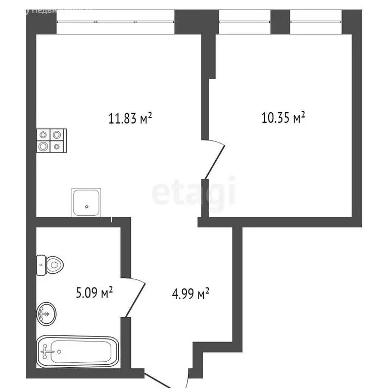 1-комнатная квартира: Тюмень, Комбинатская улица, 16к1 (42 м) - Фото 1