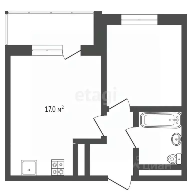 1-к кв. Тюменская область, Тюменский муниципальный округ, д. Патрушева ... - Фото 1
