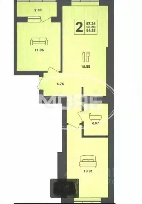 2-к кв. Калининградская область, Пионерский ул. Гептнера, 11 (57.0 м) - Фото 2