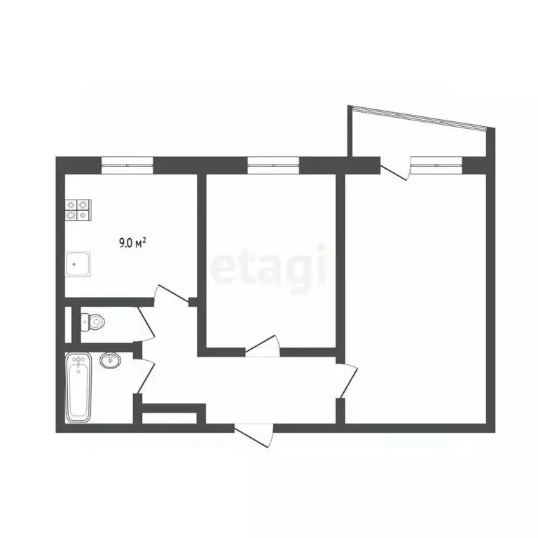 2-к кв. Тюменская область, Тюмень ул. Свердлова, 12 (50.5 м) - Фото 2