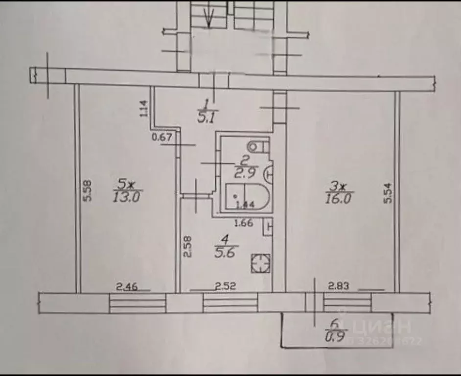 2-к кв. Калининградская область, Гусев ул. Ульяновых, 26 (43.5 м) - Фото 2