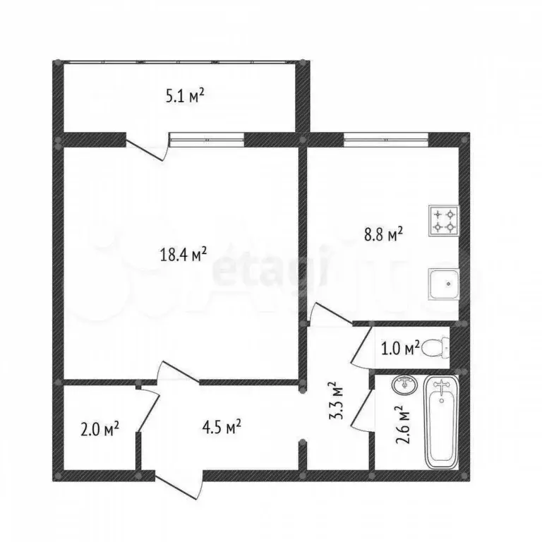1-к. квартира, 40,4 м, 6/10 эт. - Фото 0