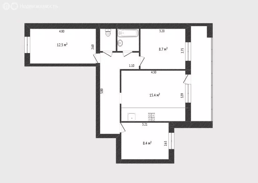 3-комнатная квартира: Тюмень, улица Червишевский Тракт, 31 (58.6 м) - Фото 2