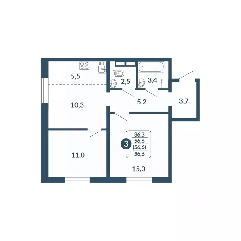 3-к кв. Кировская область, Киров Скандинавия жилой комплекс (56.6 м) - Фото 1