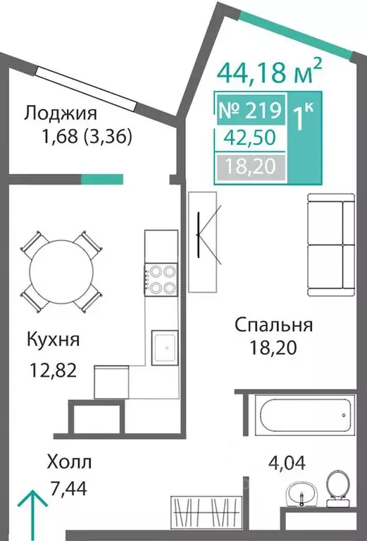 1-к кв. Крым, Симферополь Крымская роза мкр,  (44.18 м) - Фото 0