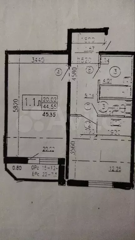 1-к. квартира, 45 м, 3/7 эт. - Фото 0