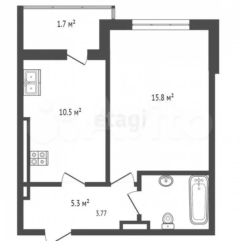 1-к. квартира, 352 м, 2/7 эт. - Фото 0