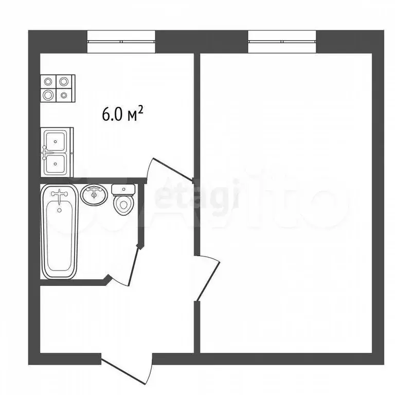 1-к. квартира, 31 м, 2/5 эт. - Фото 0