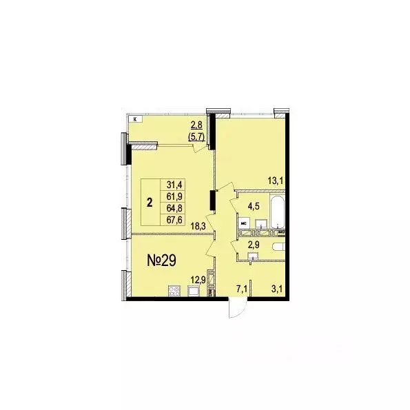 2-к кв. Ярославская область, Ярославль ул. Лисицына, 6В (64.8 м) - Фото 1