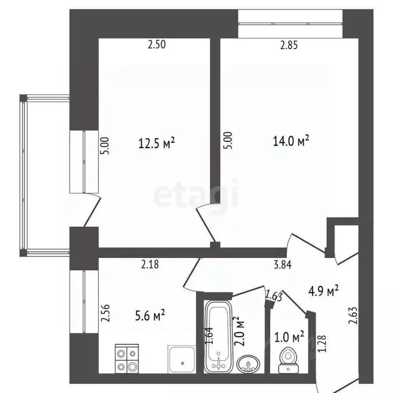 2-к кв. Свердловская область, Тавда ул. Карла Маркса, 76 (40.5 м) - Фото 1