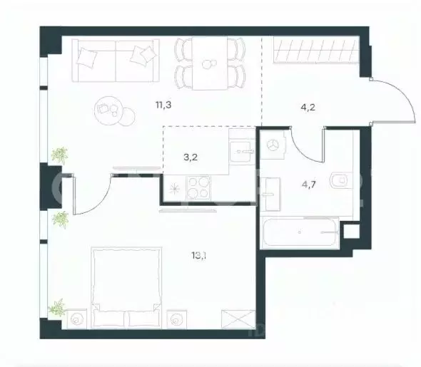 2-к кв. Москва Озерная ул., 1к2/4 (37.3 м) - Фото 2