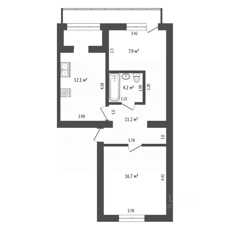 2-к кв. Крым, Симферопольский район, Николаевка пгт ул. Октябрьской ... - Фото 1