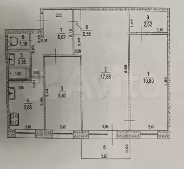 3-к. квартира, 55,2 м, 4/5 эт. - Фото 0