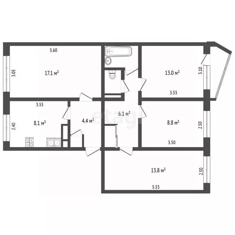 4-к кв. Камчатский край, Усть-Камчатский муниципальный округ, пос. ... - Фото 2