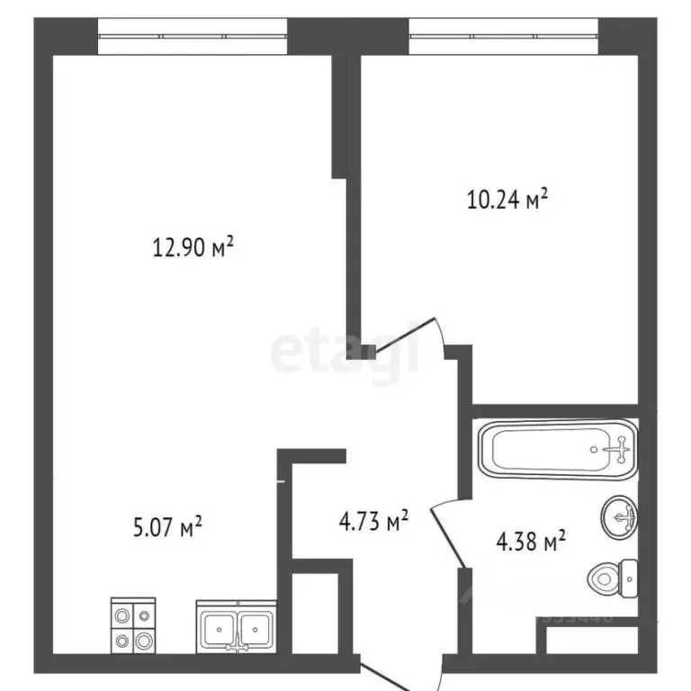 1-к кв. Тюменская область, Тюмень ул. Первооткрывателей, 8 (37.8 м) - Фото 1
