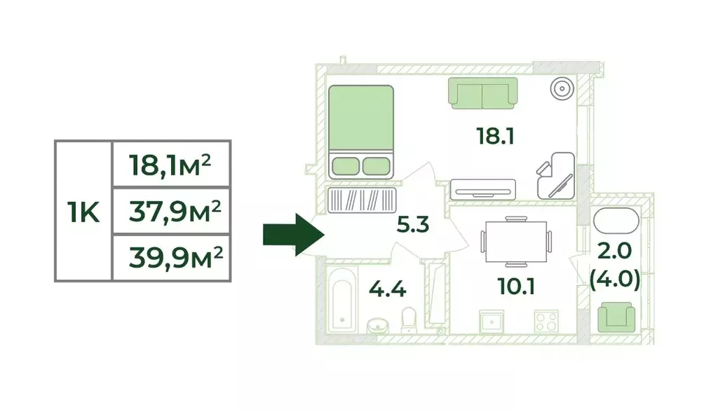 1-к кв. Крым, Симферопольский район, с. Мирное, Жигулина Роща мкр  ... - Фото 1