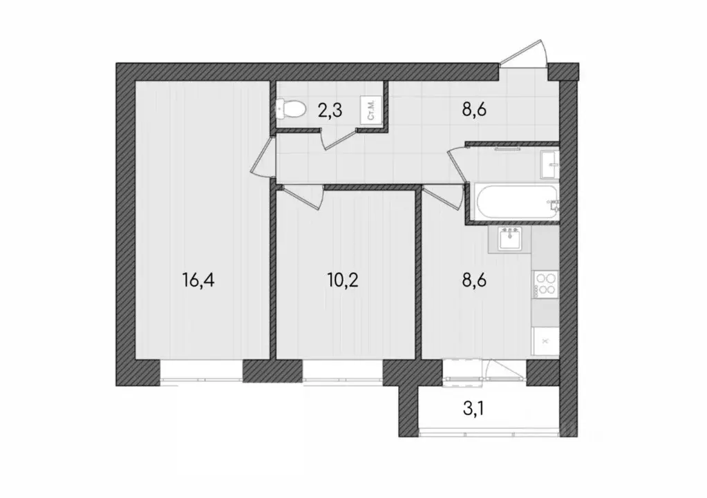 2-к кв. Кировская область, Киров ул. Капитана Дорофеева, 22 (52.0 м) - Фото 1