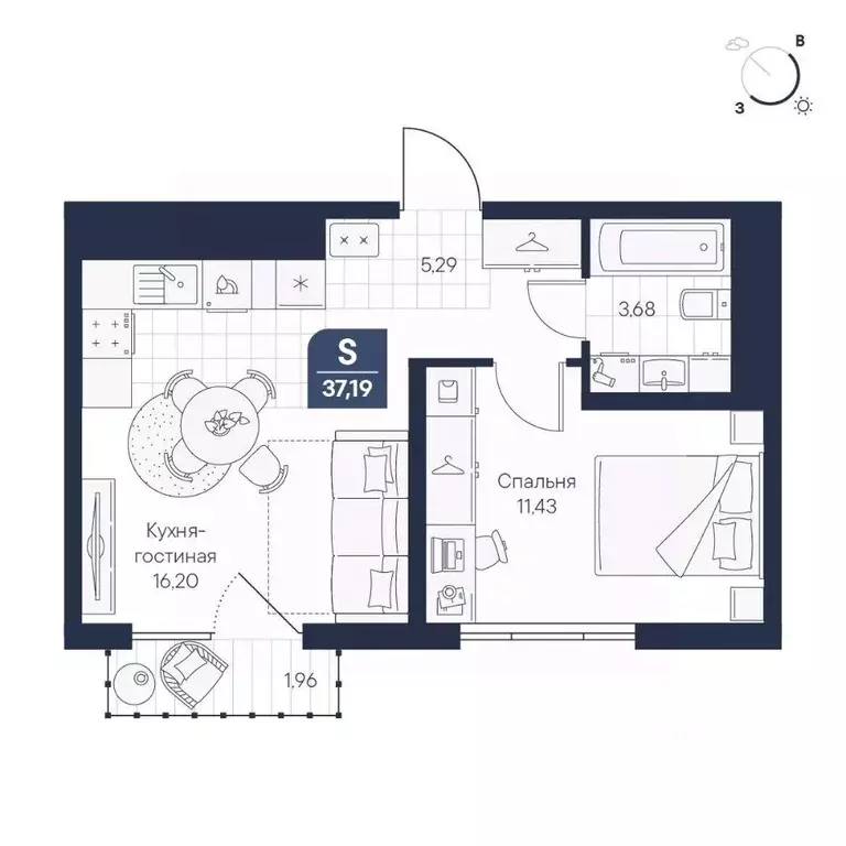 1-к кв. Новгородская область, Великий Новгород Медь кв-л,  (37.19 м) - Фото 1
