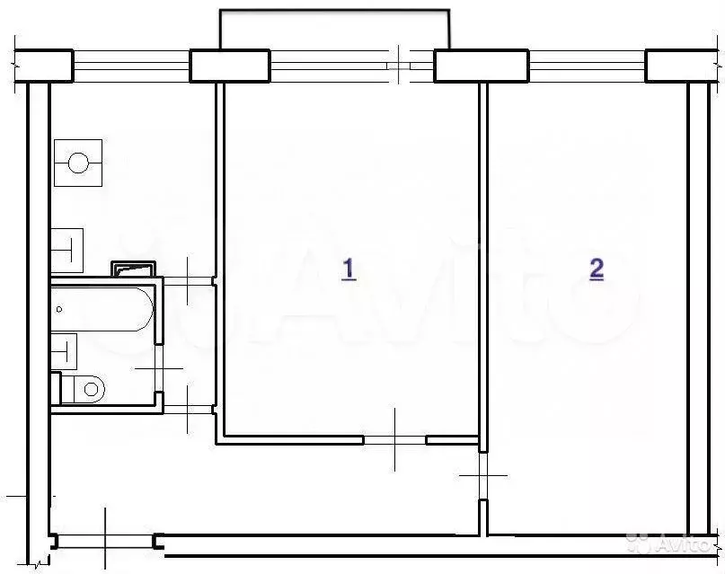 2-к. квартира, 44,5 м, 3/4 эт. - Фото 0