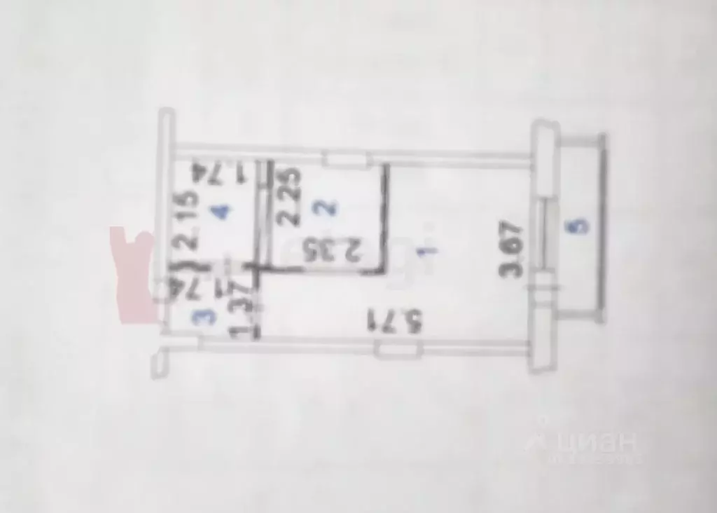 Студия Липецкая область, Липецк ул. Дмитрия Фурсова, 7 (26.1 м) - Фото 2