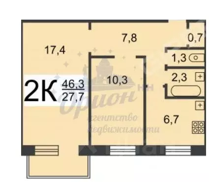 2-к кв. Нижегородская область, Нижний Новгород ул. Баумана, 48 (46.3 ... - Фото 1