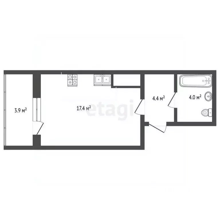 Студия Тюменская область, Тюмень Интернациональная ул., 197Г (29.7 м) - Фото 2