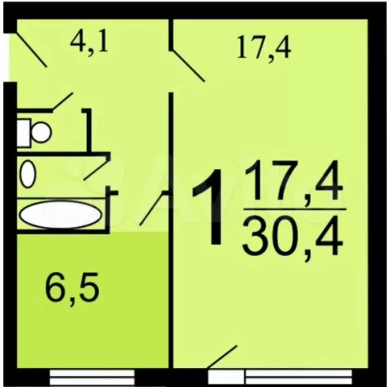 1-к. квартира, 32 м, 3/5 эт. - Фото 0