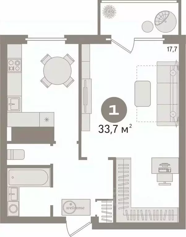 1-к кв. Свердловская область, Верхняя Пышма ул. Мичурина, 6А (33.7 м) - Фото 2