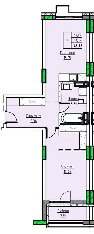 2-к кв. Алтайский край, Заринск 1-й мкр,  (48.78 м) - Фото 1