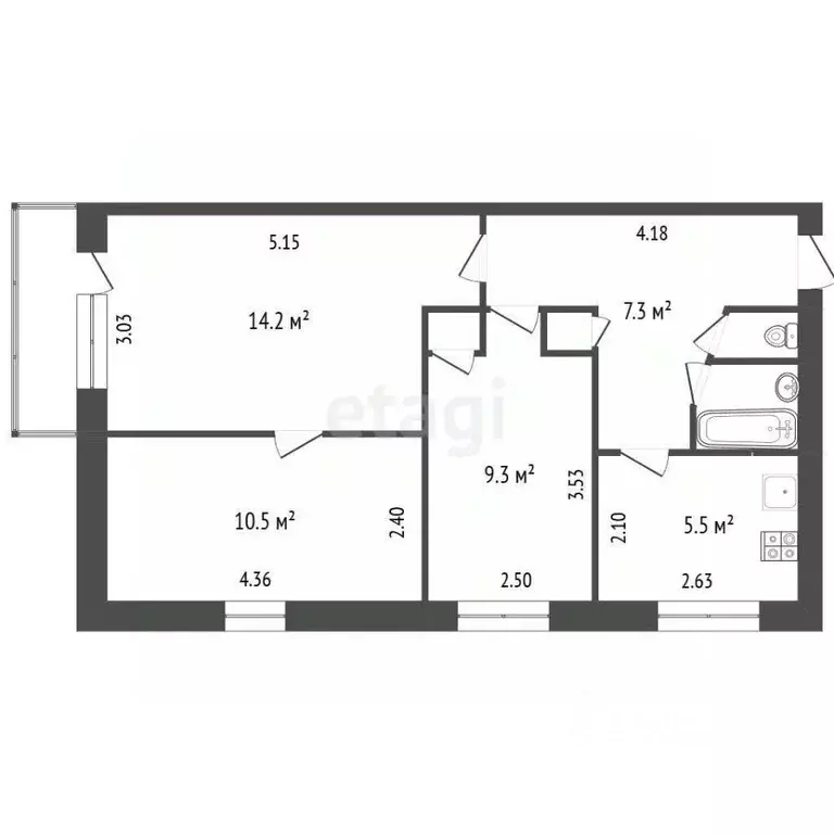 3-к кв. Ростовская область, Аксай просп. Ленина, 20 (53.0 м) - Фото 2