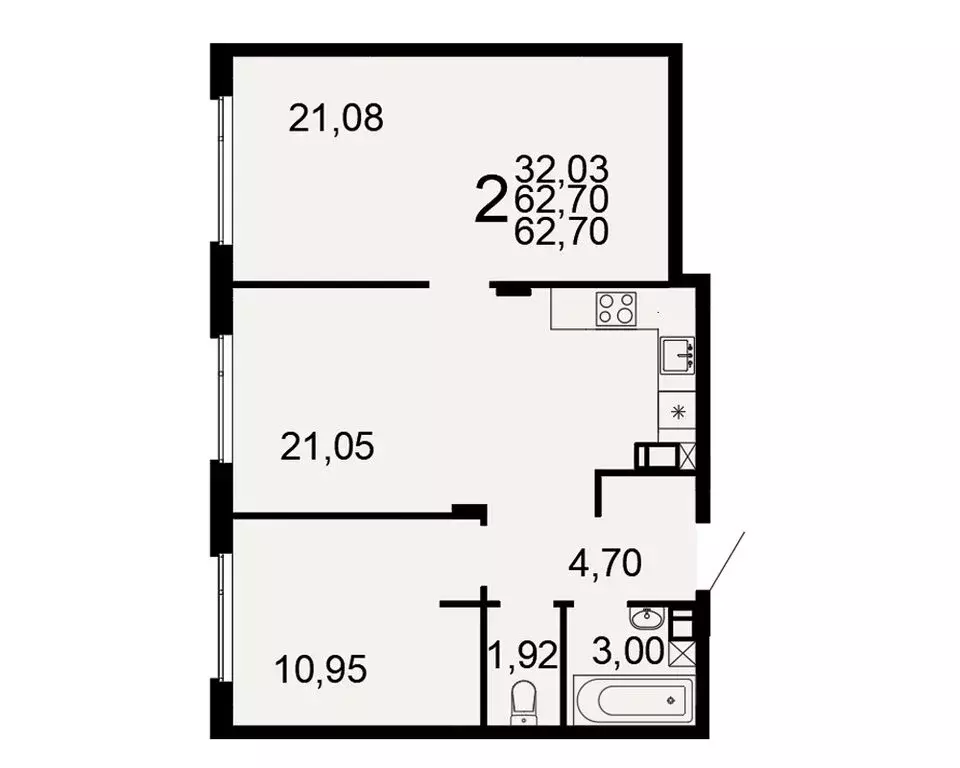 2-комнатная квартира: Тула, жилой комплекс Флагман (62.7 м) - Фото 1