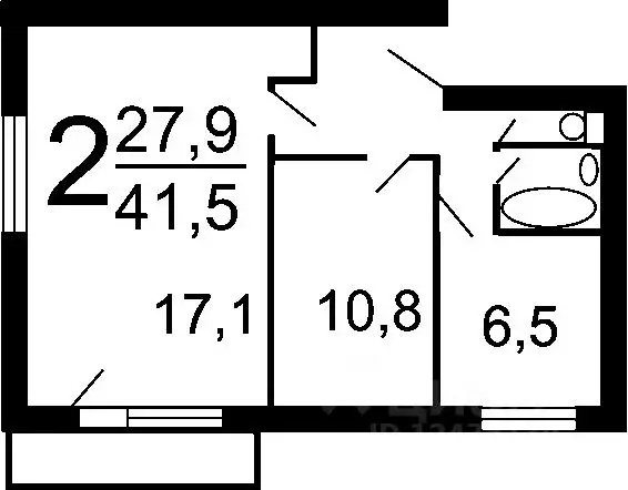 2-к кв. Санкт-Петербург Брюсовская ул., 11 (41.1 м) - Фото 1