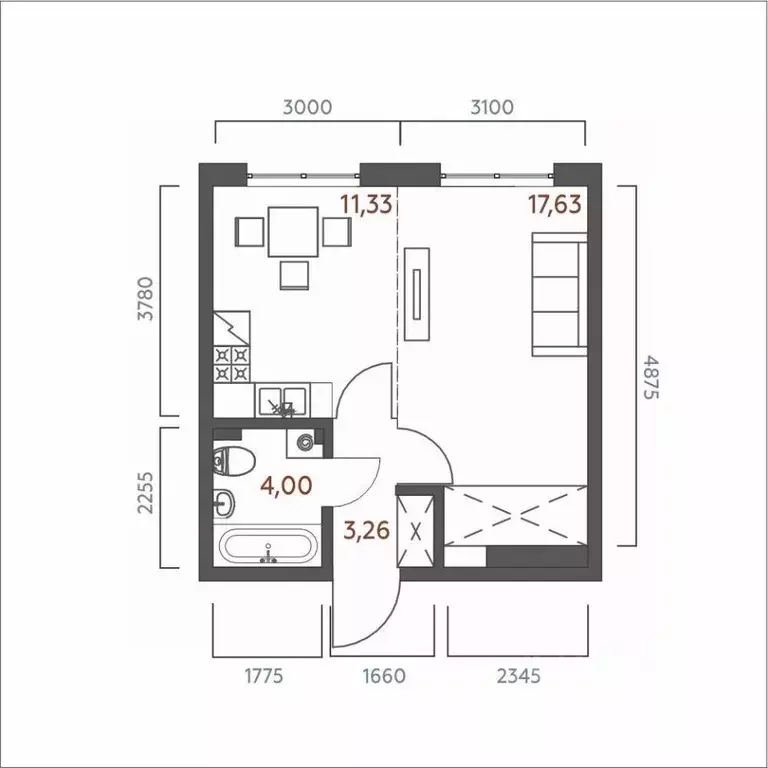 1-к кв. Иркутская область, Иркутск Дальневосточная ул., 46А (36.22 м) - Фото 0