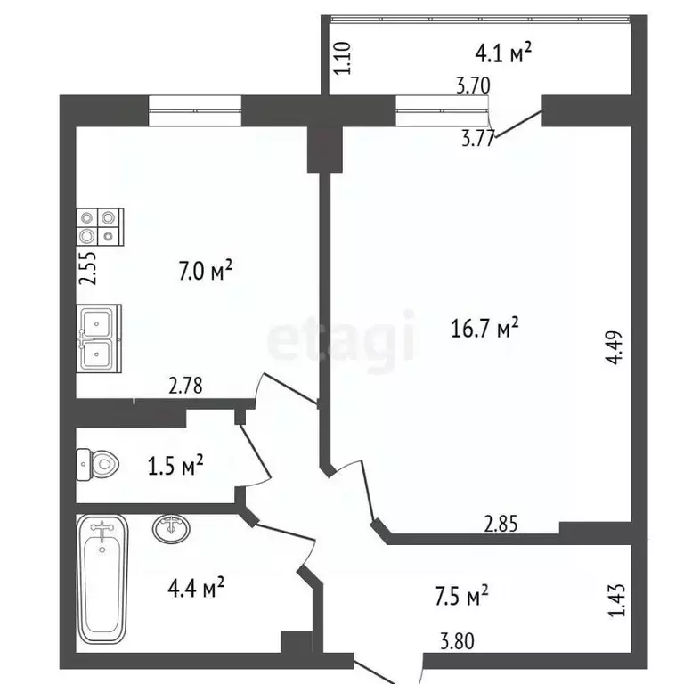 1-к кв. Ямало-Ненецкий АО, Новый Уренгой просп. Губкина, 21 (37.1 м) - Фото 1