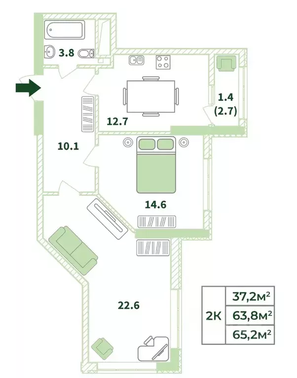 2-к кв. Крым, Симферопольский район, с. Мирное ул. Крымской Весны ... - Фото 1