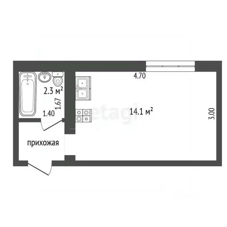 Студия Томская область, Томск Черемошники мкр, ул. Блок-Пост, 3Б (18.1 ... - Фото 1