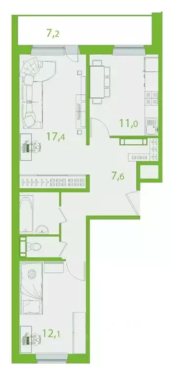 2-к кв. Томская область, Томск ул. Пришвина, 52 (56.29 м) - Фото 0