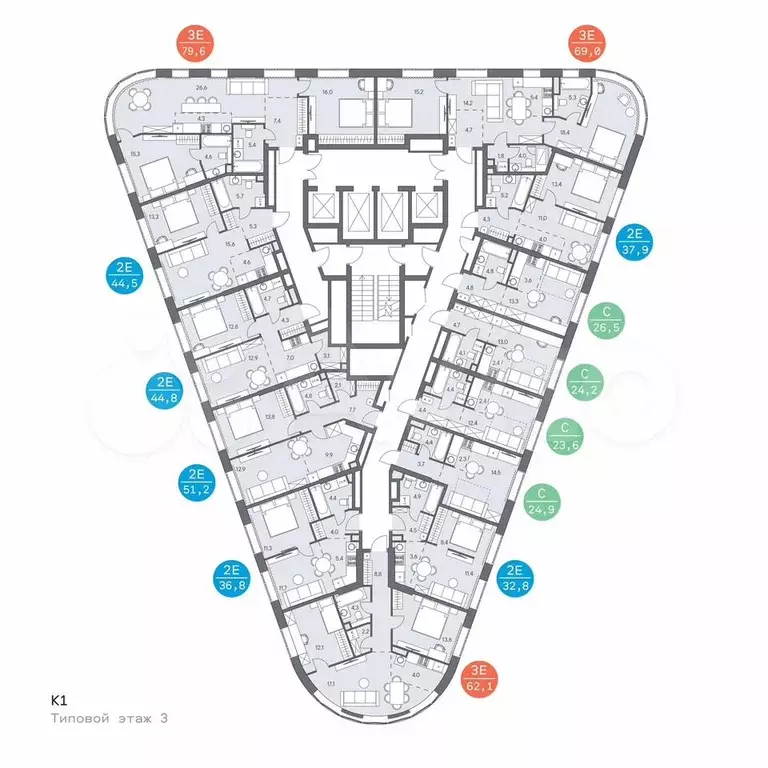 Квартира-студия, 27 м, 3/31 эт. - Фото 1