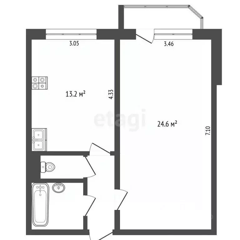 1-к кв. Тюменская область, Тюмень ул. Московский Тракт, 143к1 (45.0 м) - Фото 2
